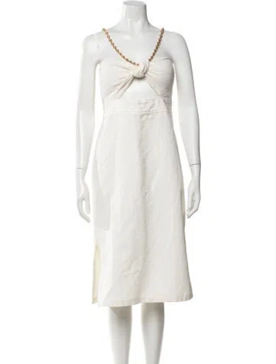 Pre-owned Adriana Degreas Strapless Midi Length Dress In White