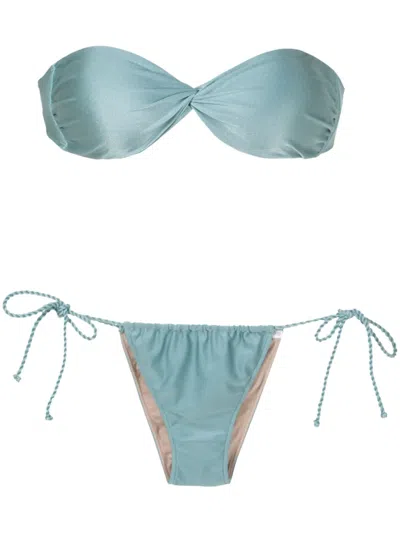 Adriana Degreas Strapless Rope-detail Bikini In Blue