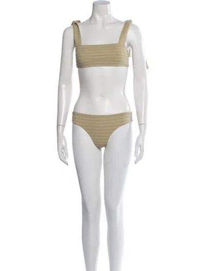 Pre-owned Adriana Degreas Striped Bikini In Green/neutrals