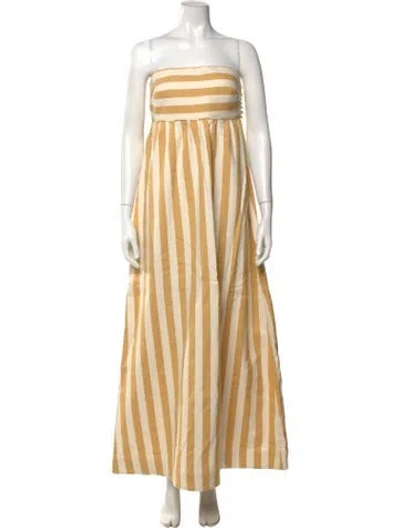 Pre-owned Adriana Degreas Striped Long Dress W/ Tags In Neutral