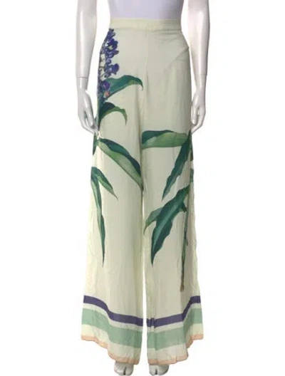 Pre-owned Adriana Degreas Striped Wide Leg Pants In Green