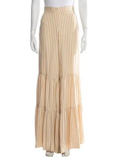 Pre-owned Adriana Degreas Striped Wide Leg Pants In Neutral