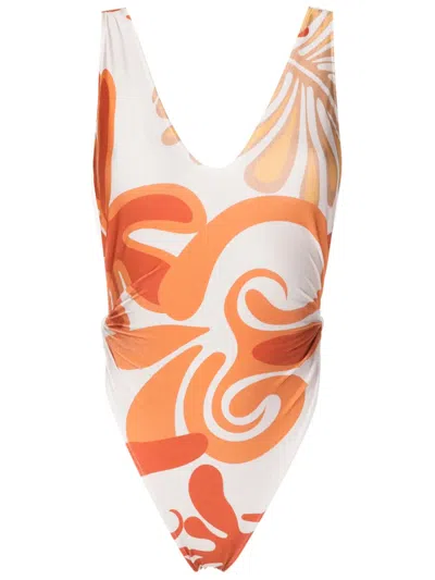 Adriana Degreas Swirl-print High-cut Swimsuit In Orange