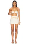 Adriana Degreas Terry Top And Short Set In Off White & Beige