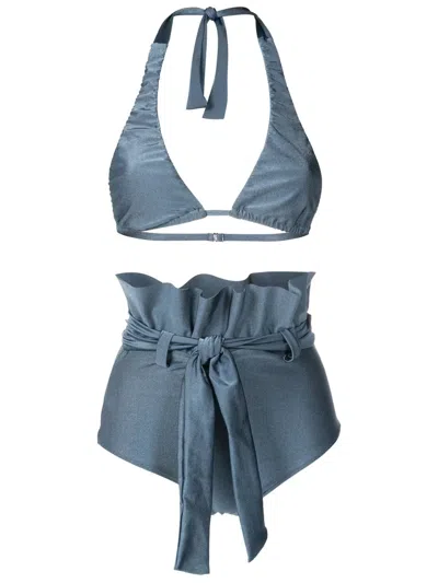 Adriana Degreas Tie-fastening Bikini Set In Blue