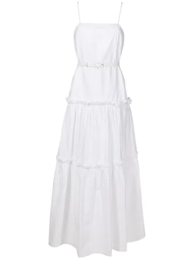 Adriana Degreas Ruffled-trim Tiered Maxi Dress In White