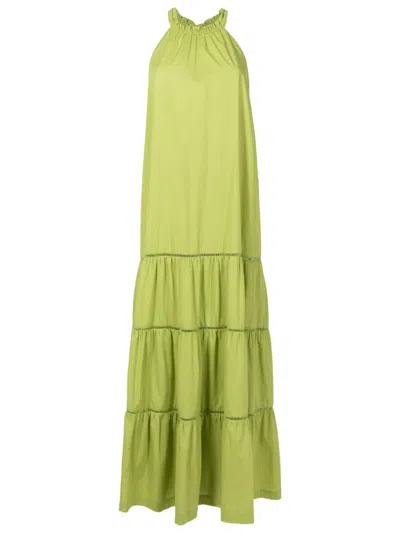 Adriana Degreas Tiered Maxi Cotton Dress In Green