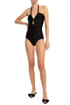Adriana Degreas Timeless Halter Neck Swimsuit In Black In Black