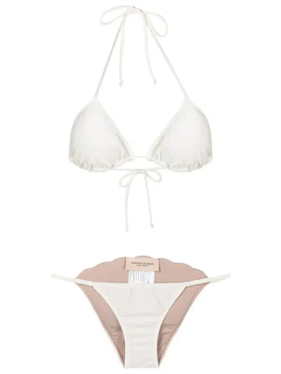 Adriana Degreas Triangle-cup Scalloped Bikini Set In White