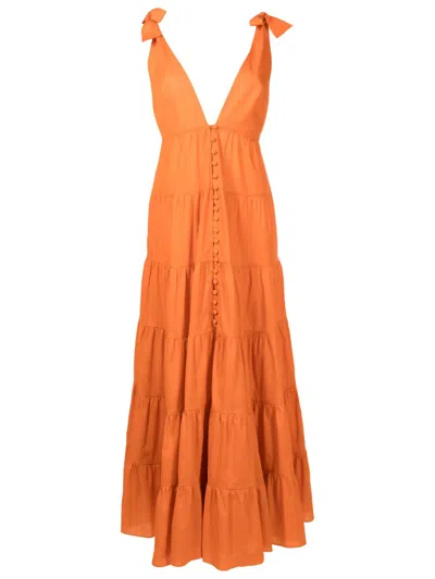 Adriana Degreas V-neck Midi Dress In Orange