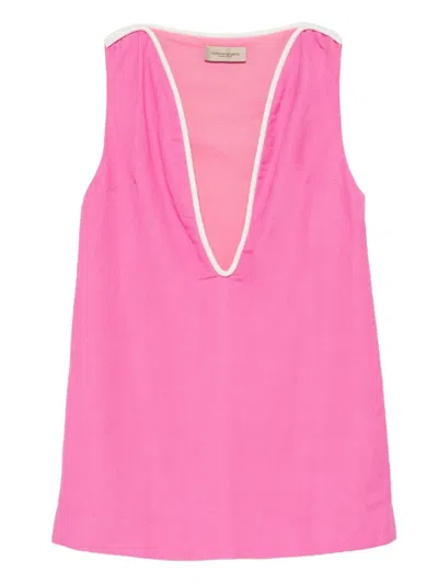 Adriana Degreas Bi-color Deep-v Mini Dress In Pink