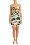 Adriana Degreas Victoria Regia Frilled Short Dress In Off White-green In Multi