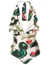 Adriana Degreas Victoria Regia-print One-piece Swimsuit In Neutrals