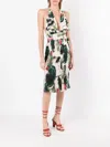 Adriana Degreas Victoria Regia-print Pleated Skirt In Neutrals