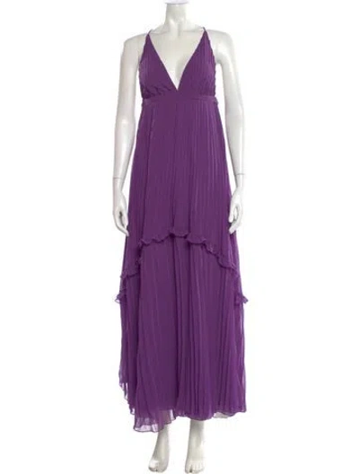Pre-owned Adriana Degreas V-neck Long Dress In Purple
