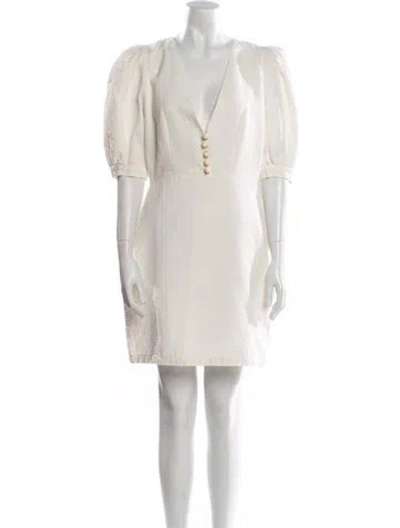 Pre-owned Adriana Degreas V-neck Mini Dress In White