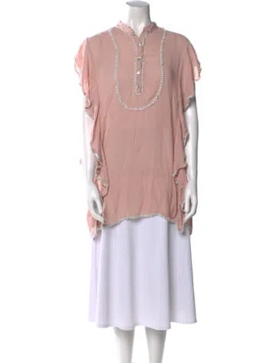 Pre-owned Adriana Degreas V-neck Short Sleeve Tunic In Pink