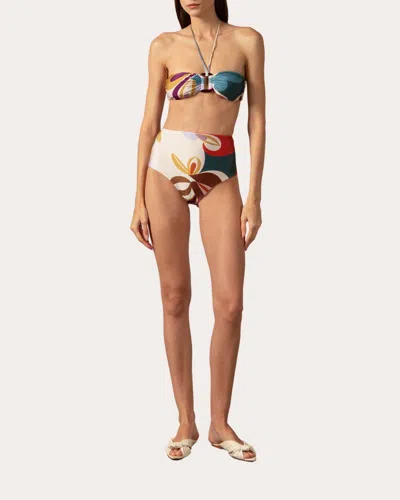 Adriana Degreas Women's Floral-print High-waist Halterneck Bikini