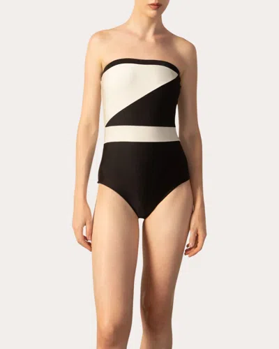 Adriana Degreas Women's Geometric Color Block Strapless Swimsuit