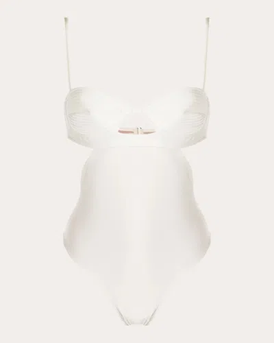 Adriana Degreas Matelasse Cut Outs Swimsuit In White