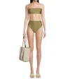 ADRIANA DEGREAS WOMEN'S SOLID HIGH-LEG BANDEAU BIKINI IN CITRUS