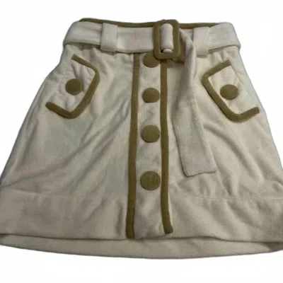 Adriana Degreas Women's Terry Belted Button-up Mini Skirt In Off White/beige In Green