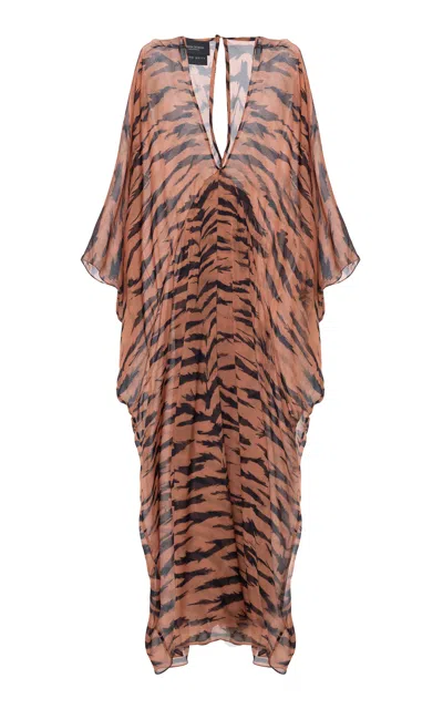 Adriana Degreas X Sabine Getty Animal-print Silk Jumpsuit