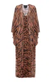 Adriana Degreas X Sabine Getty Animal-print Silk Maxi Caftan In Animal Print