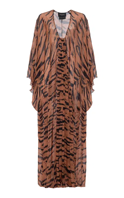Adriana Degreas X Sabine Getty Animal-print Silk Maxi Caftan