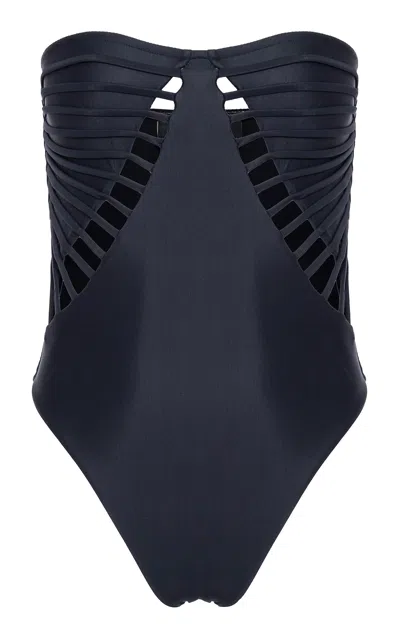Adriana Degreas X Sabine Getty Cutout Strapless One-piece Swimsuit In Black