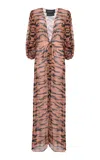 Adriana Degreas X Sabine Getty Puff-sleeve Silk Cover-up In Animal Print