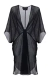 Adriana Degreas X Sabine Getty Ruched Sheer Silk Mini Dress In Black