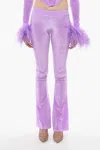 Adriana Hot Couture Boot Cut Chenille Pants With Side Logo In Purple