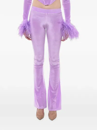 Adriana Hot Couture Logo-embellished Flared Trousers In Purple