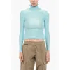 Adriana Hot Couture Turtleneck Top With Rhinestone Logo
