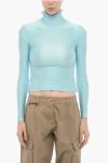 Adriana Hot Couture Turtleneck Top With Rhinestone Logo