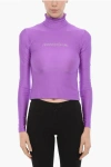 Adriana Hot Couture Turtleneck Top With Rhinestone Logo