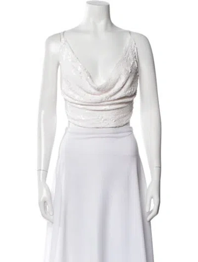 Pre-owned Adriana Iglesias Cowl Neck Sleeveless Crop Top W/ Tags In White