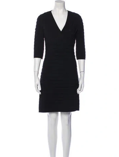 Pre-owned Adriana Iglesias Plunge Neckline Knee-length Dress In Black