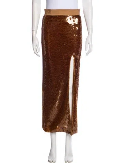 Pre-owned Adriana Iglesias Sequin Embellishments Midi Length Skirt W/ Tags In Brown