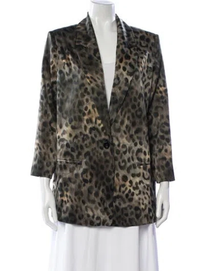 Pre-owned Adriana Iglesias Silk Animal Print Blazer In Green