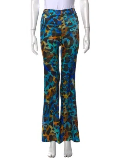 Pre-owned Adriana Iglesias Silk Flared Pants In Blue