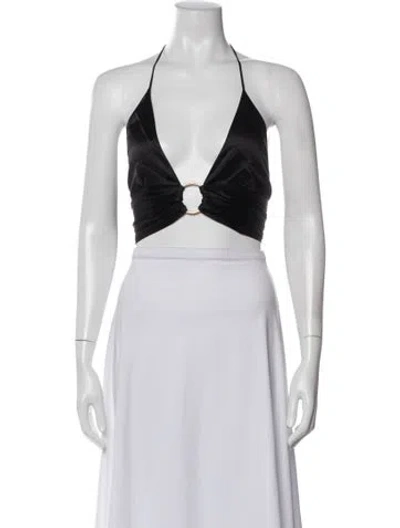 Pre-owned Adriana Iglesias Silk Halterneck Crop Top In White