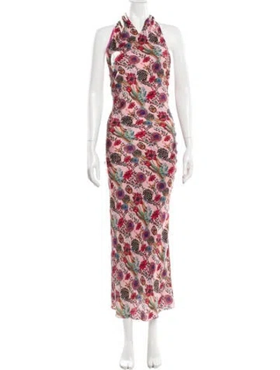 Pre-owned Adriana Iglesias Silk Long Dress In Pink