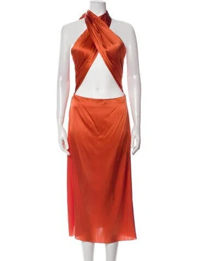 Pre-owned Adriana Iglesias Silk Midi Length Dress In Orange