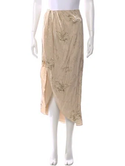 Pre-owned Adriana Iglesias Silk Midi Length Skirt In Neutral