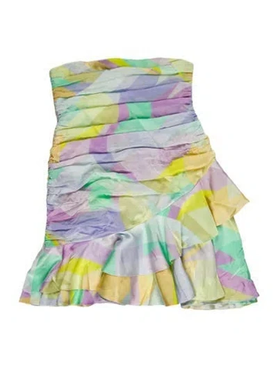 Pre-owned Adriana Iglesias Silk Mini Dress In Yellow