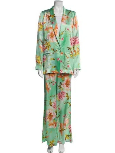 Pre-owned Adriana Iglesias Silk Printed Pantsuit W/ Tags In Multi