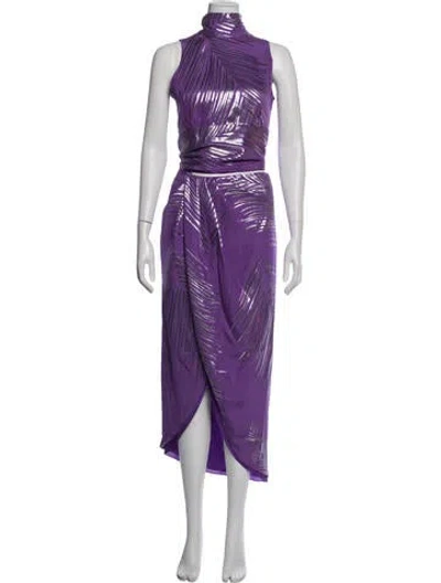 Pre-owned Adriana Iglesias Silk Printed Skirt Set In Purple