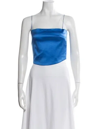 Pre-owned Adriana Iglesias Silk Square Neckline Top In Purple